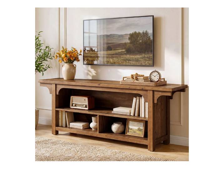 Tribesigns TV-Ständer Massivholz-TV-Tisch 160 cm im Vintage-Design
