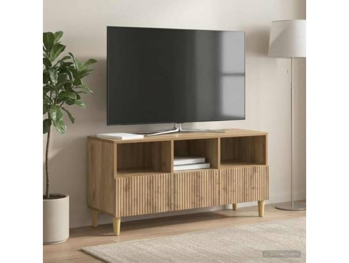 TV-Schrank 102 x 34,5 x 50 cm Artisan-Eiche Holzwerkstoff Lowboard Artisan-Eiche Optik, stabile Konstruktion, konische Beine, vielseitig nutzbar, einfache Reinigung