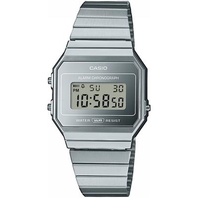 Chronograph CASIO VINTAGE, silber (edelstahlfarben, grau), Armbanduhren, Damen, silberfarben, Chronograph, Quarzuhr, Armbanduhr,Damenuhr,Herrenuhr,Digitaluhr, Edelstahlarmband