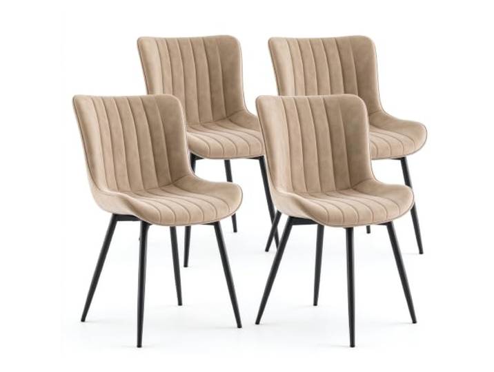 GarveeHome 4er-Set Mid-Century Esszimmerstühle Aus Kunstleder 136 kg Belastbarkeit Khaki
