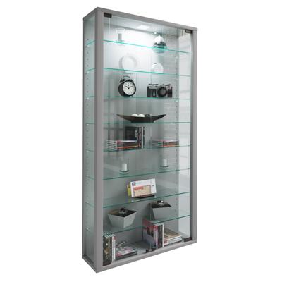 Wandregal VCM "Wandvitrine Hängevitrine Glasvitrine Vitrosa Maxi", silber, B:59cm T:18cm, Regale, Wandregal