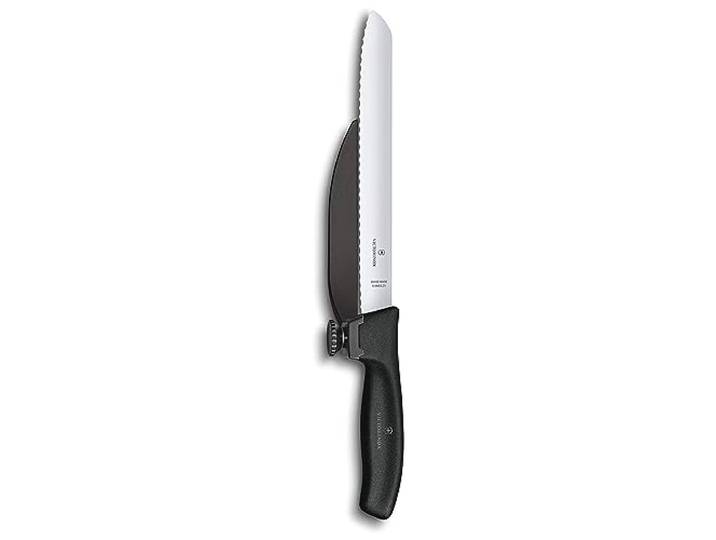 Victorinox Swiss Classic, Profi DUX-Messer, Extra Scharfe Klinge, Wellenschliff, 21 cm, Robuster Kunststoffgriff, Rostfreier Stahl, schwarz