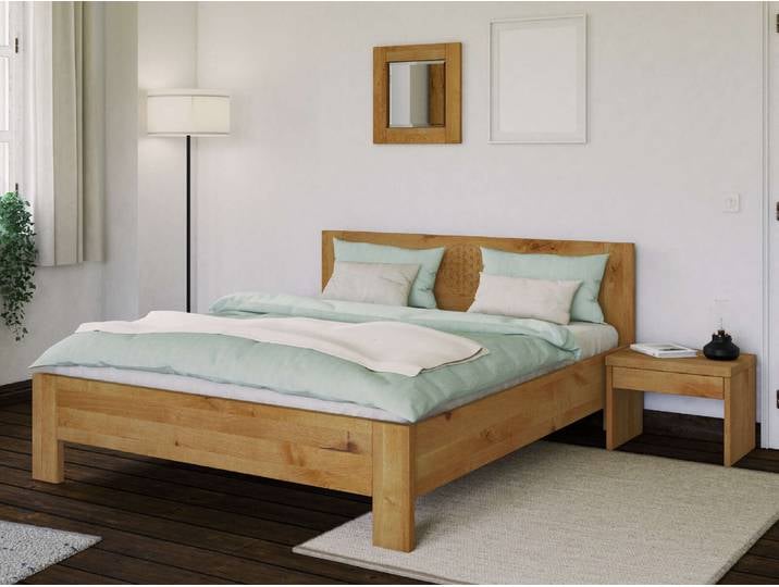 Wildeichenbett „Blume des Lebens“ 120 x 210 cm Massivholz Wildeiche