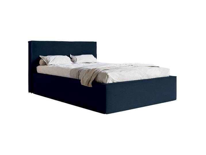 Polsterbett 180x200 cm Lucera mit Stauraum, marineblauer Velours