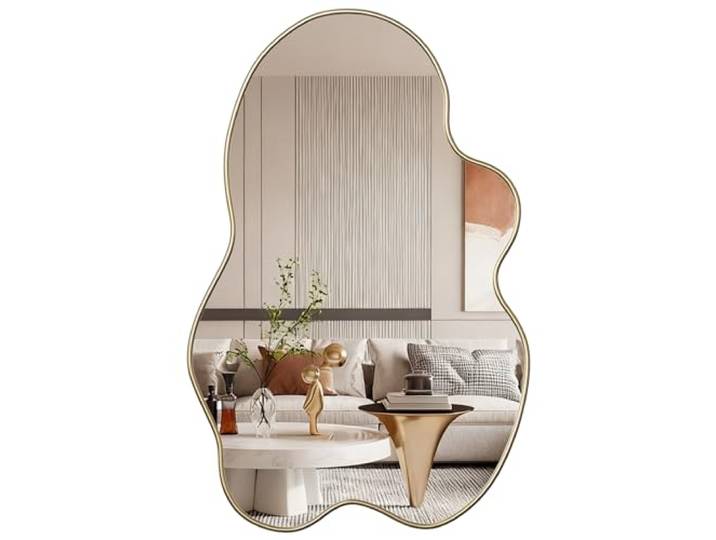 Asymmetrischer Spiegel, 60x90cm, Unregelmäßig geformter Wandspiegel, Dekorative Spiegel, Einzigartige Schminkspiegel, Badezimmerspiegel für Schminktisch, Wohnzimmer, Badezimmer und Flurdekoration
