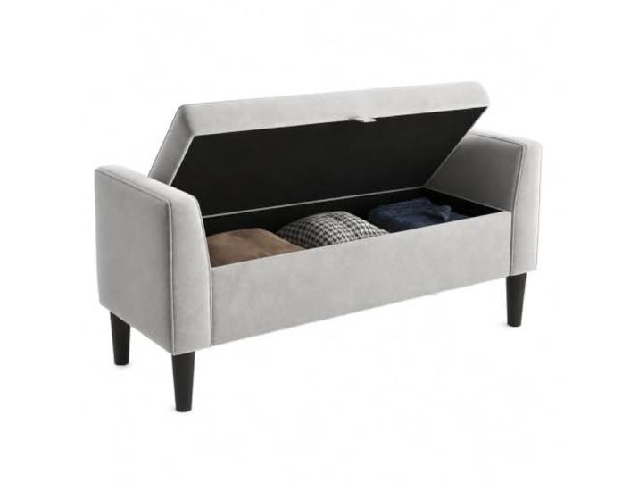 Koioplie Sitzbank 118 cm, Massivholzbeine, Stauraum, für Flur gerollte Armlehnen, weich gepolsterte Sitzfläche, platzsparende Form, leichtes Öffnen, Wohnbereich