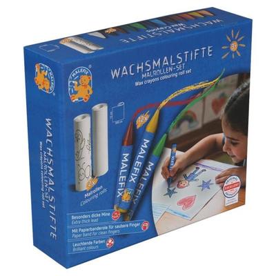 MALEFIX Wachsmalstifte Malset mit Papierrolle