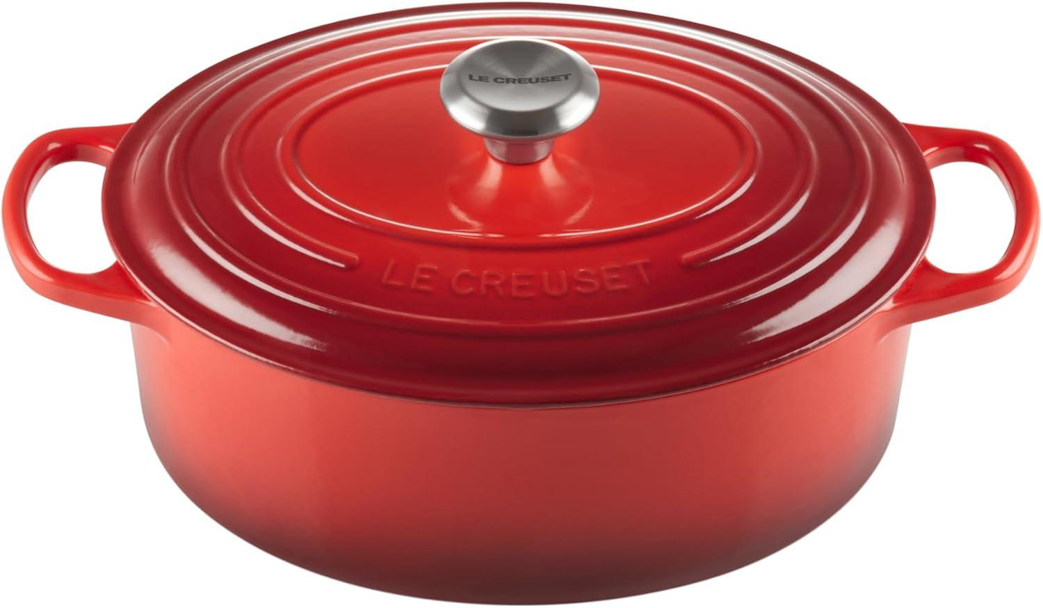 Sambonet ovale braadpan van gietijzer, 29 cm, rood
