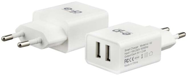 E+P Elektrik Chargeur USB double, 4 800 mA AC102 blanc (8720771)