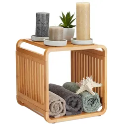 Relaxdays, Badezimmerregal, Bambusregal (33 x 33 x 33 cm)