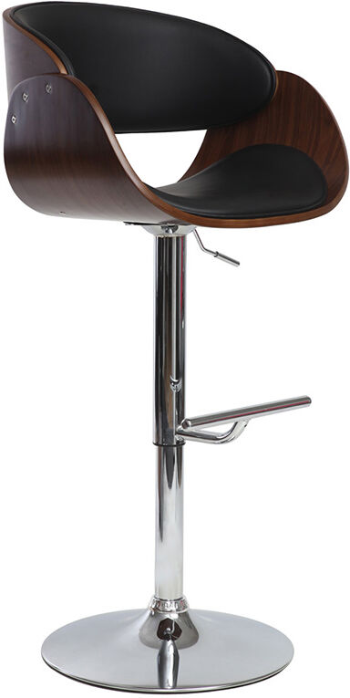 Miliboo Design-Barhocker höhenverstellbar schwarz und dunkles Holz BENT