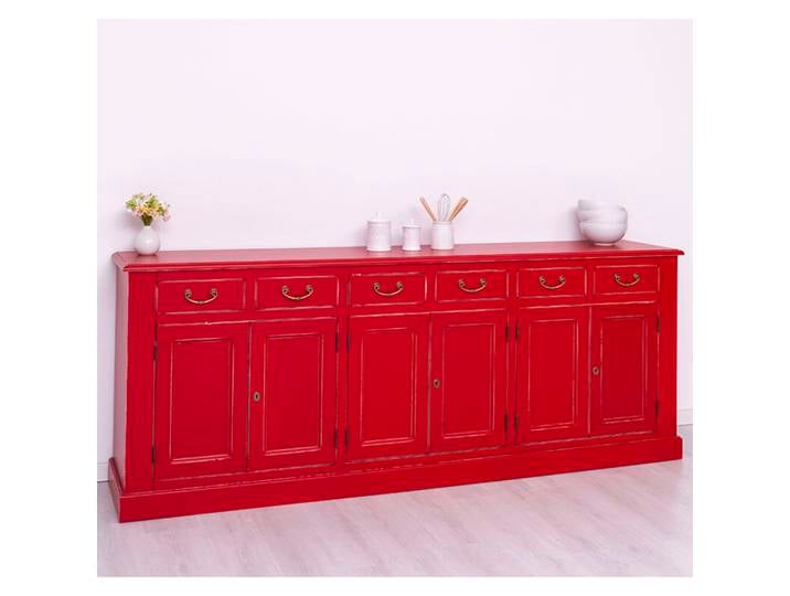 Rotes Landhausstil Sideboard, Shabby Chic