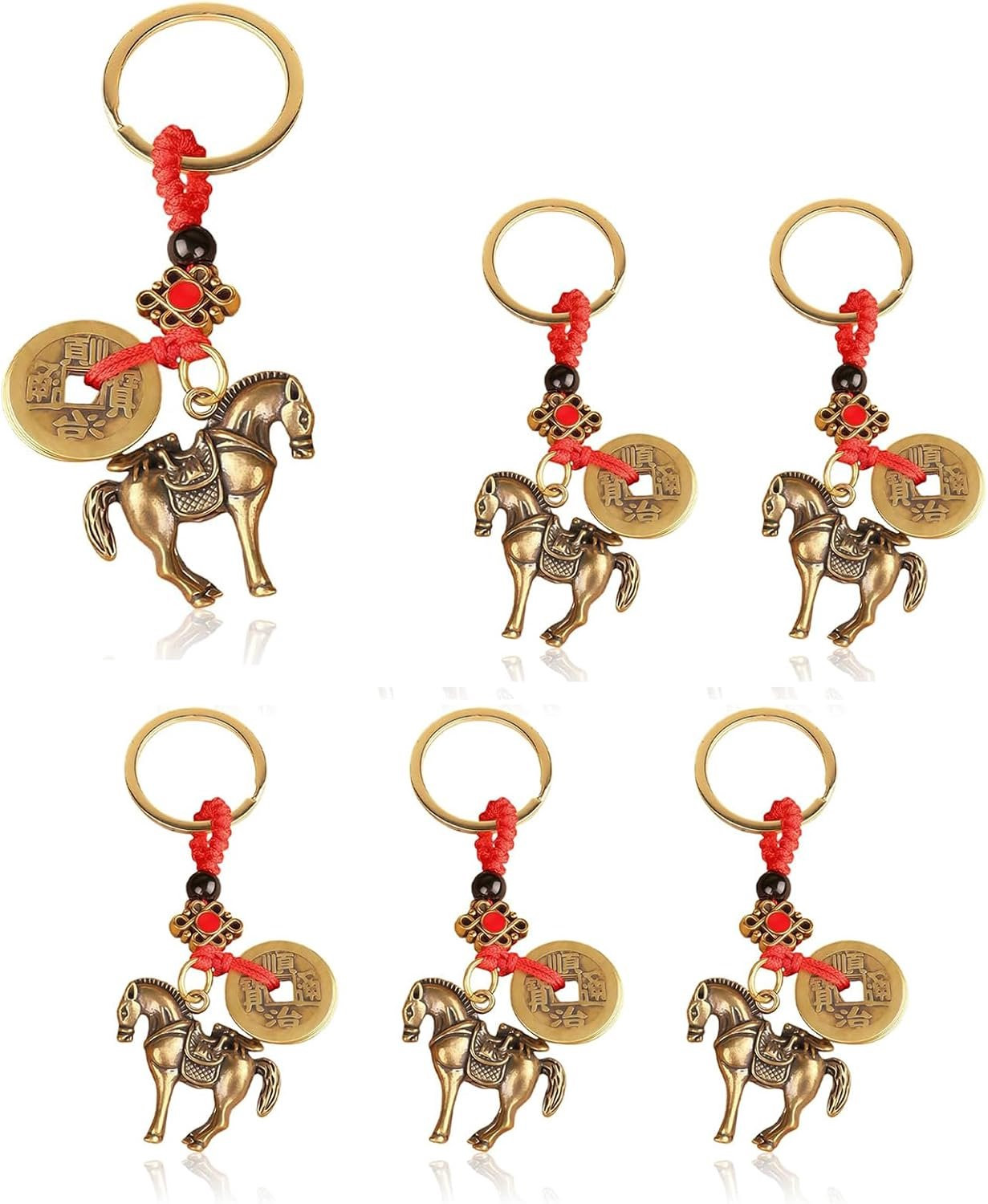 Paarden Gelukkig Nieuwjaar sleutelhanger met paardenmotief - 4 cm