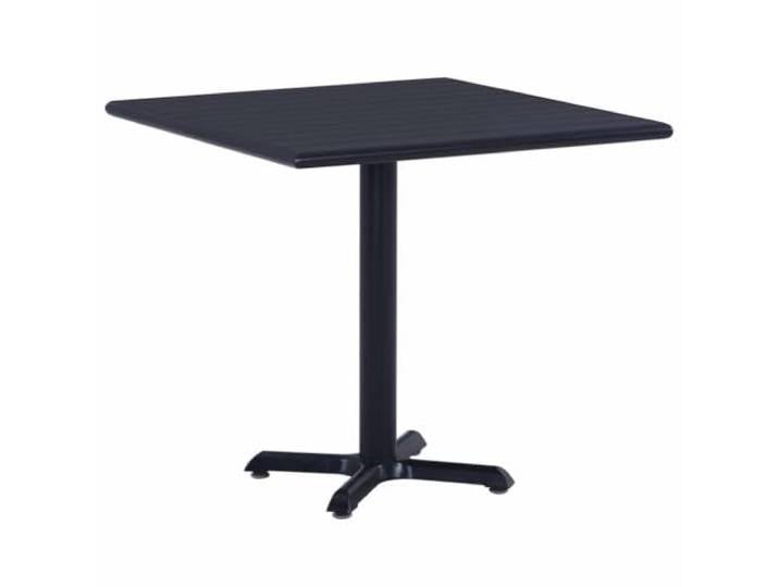LMTYOENFG Gartentisch Schwarz 80x80x75 cm Esstisch Metall Wetterfester Balkontisch mit Pflegeleichter Latten-Tischplatte und Stabilem Kreuzfuß für Terrasse und Garten.