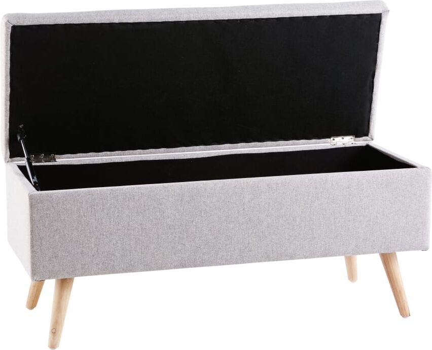 Maisons du Monde Banquette coffre vintage grise et bois d'hévéa Gris 100x45x40cm