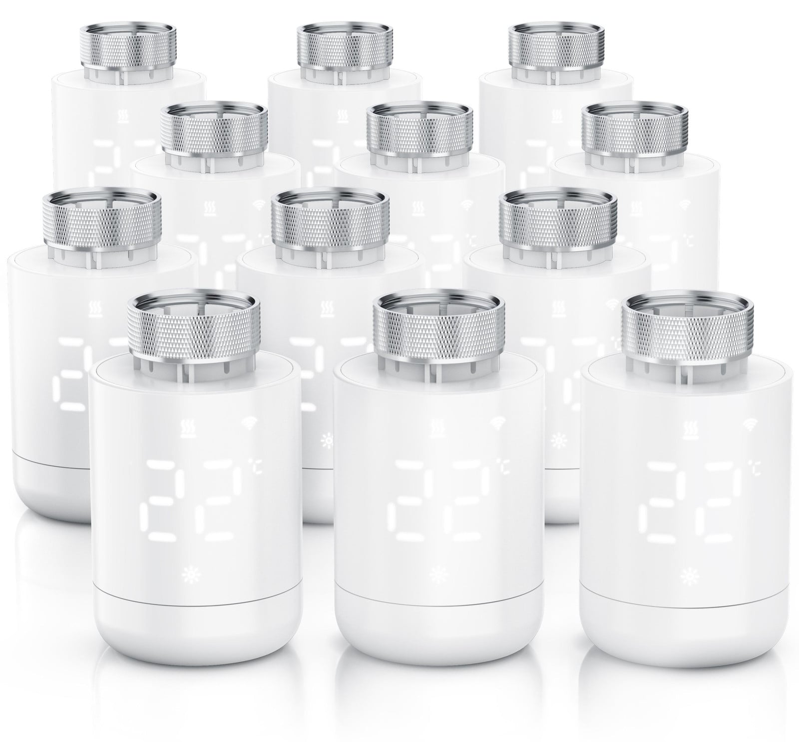 Brandson WLAN-radiatorthermostaat set van 12 stuks met app, 7-dagen programmering, LED-display en wit