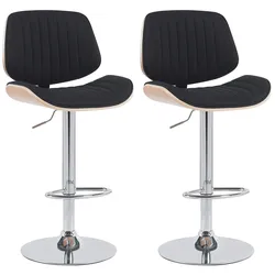 CLP 2er Set Barhocker Clawson Stoff chrom   Farbe: natur/schwarz, Gestell Farbe: chrom