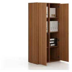 Büroschrank FRAME, niedrig, 2 Türen, 872 x 450 x 1735 mm, PUSH-lock, Nussbaum