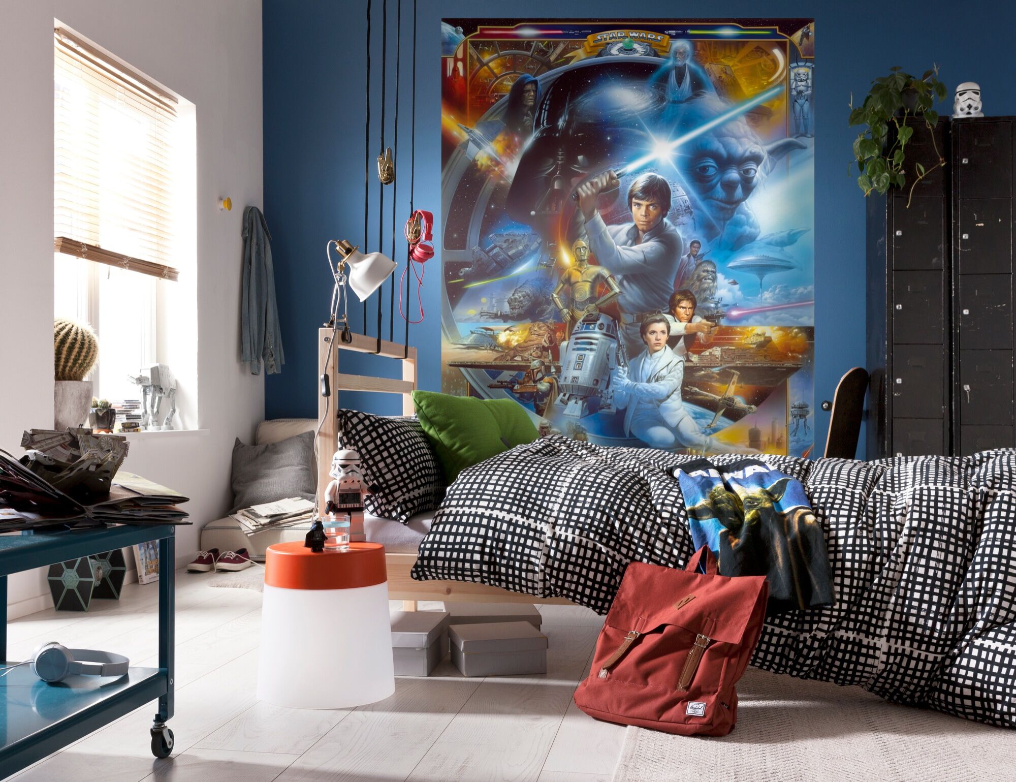 Fototapete KOMAR "STAR WARS Luke Skywalker Collage - Größe 184 x 254 cm", bunt (blau, gelb, weiß), B:184m L:254m, Papier, Tapeten, Fototapete, Kinderzimmer