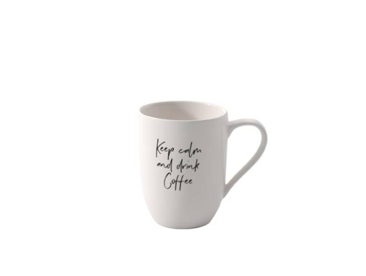 Villeroy & Boch - Statement, Becher mit Henkel, Keep calm and drink coffee, 280ml, Premium Porzellan, weiß