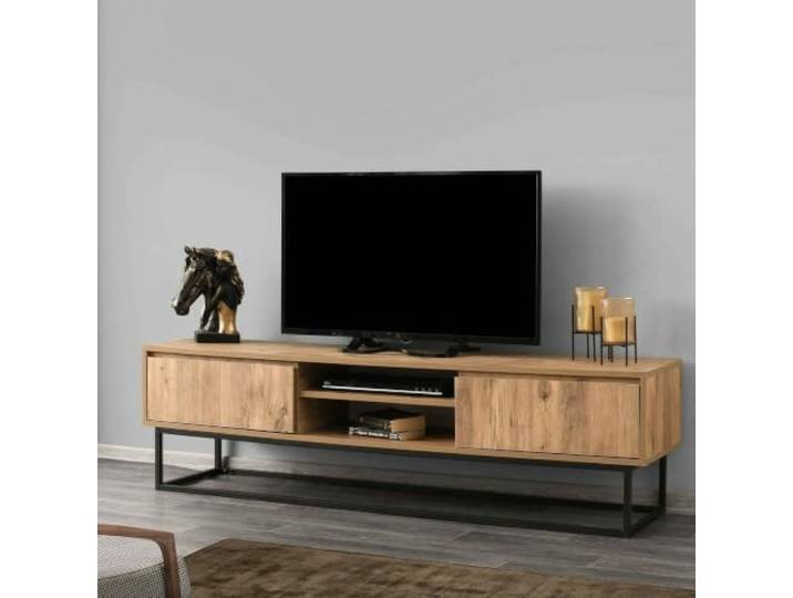 Dmora TV-Schrank Themis 180x40x50 cm Schwarz 2 Schubladen, 1 Regal
