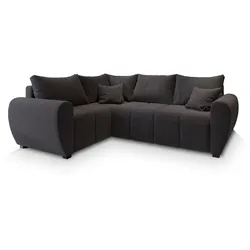 ECKSOFA MADISON L L-S Grau Dünner Stoff mit Schlaffunktion