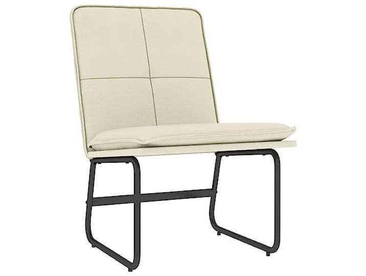 Loungesessel Creme 54x75x76 cm Kunstleder Metallgestell, rutschfeste O-Beine, schräge Rückenlehne, tiefe Sitzfläche, Montageanleitung
