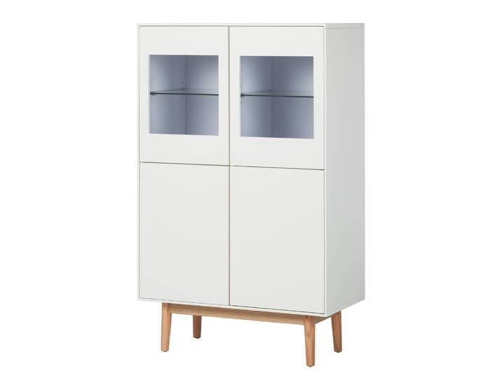 Buffet haut 80 x 132 x 40cm Blanc/Blanc