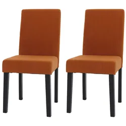 Mendler 2er-Set Esszimmerstuhl Littau, Stuhl Küchenstuhl Hochlehner, Stoff/Textil Cord Holz ~ terrakotta, dunkle Beine