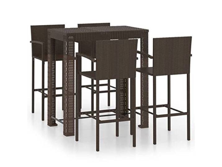Helloshop26 Bar-Set für den Garten, 5-teilig, mit Armlehnen, Polyrattan, Braun, 02_0014486