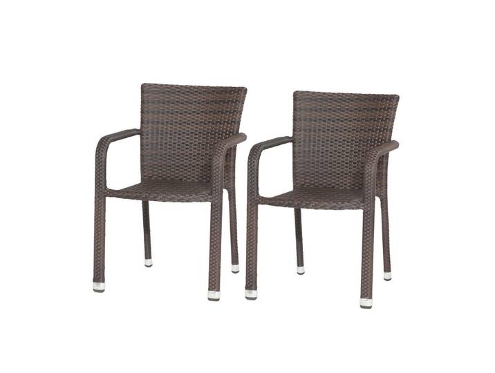Gardenson Gartensessel-Set, Braun, Metall, Kunststoff, 56x83x60 cm, stapelbar, wetterbeständig, Gartenmöbel, Gartensessel, Gartenstühle