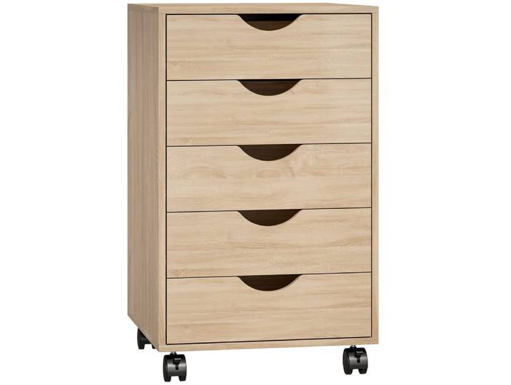 Armoire de classement support imprimante cinq tiroirs bois chêne