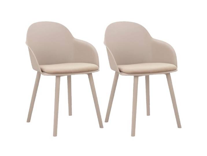 Seiko-lot De 2 Chaises De Salle à Manger En Plastique Beige