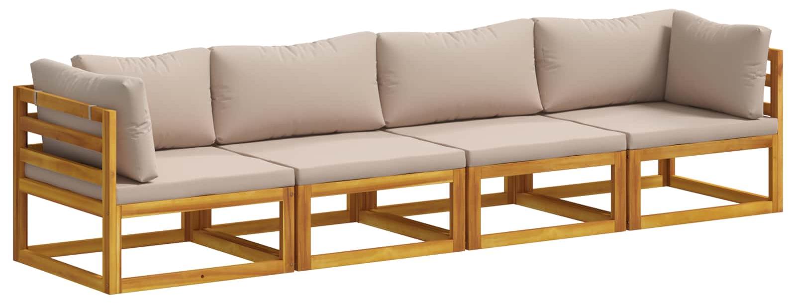 Sofa-Set 4 stk. Natur Massivholz Akazie
