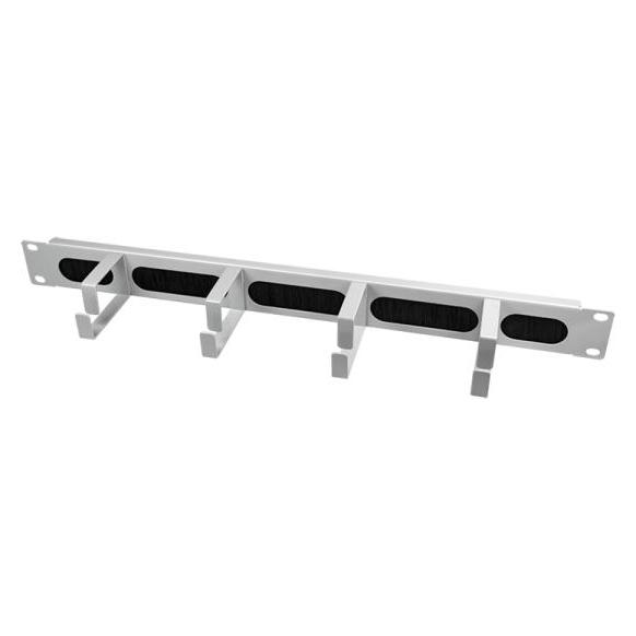 LogiLink 19"-Kabelführungspanel mit 4 Stahlbügeln und Bürstenleiste, lichtgrau (OR106G)