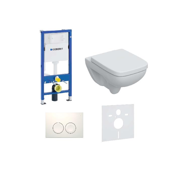 Geberit Duofix Basic WC Komplettset mit Geberit Renova Plan WC und WC-Sitz mit Delta 25 Betätigungsplatte