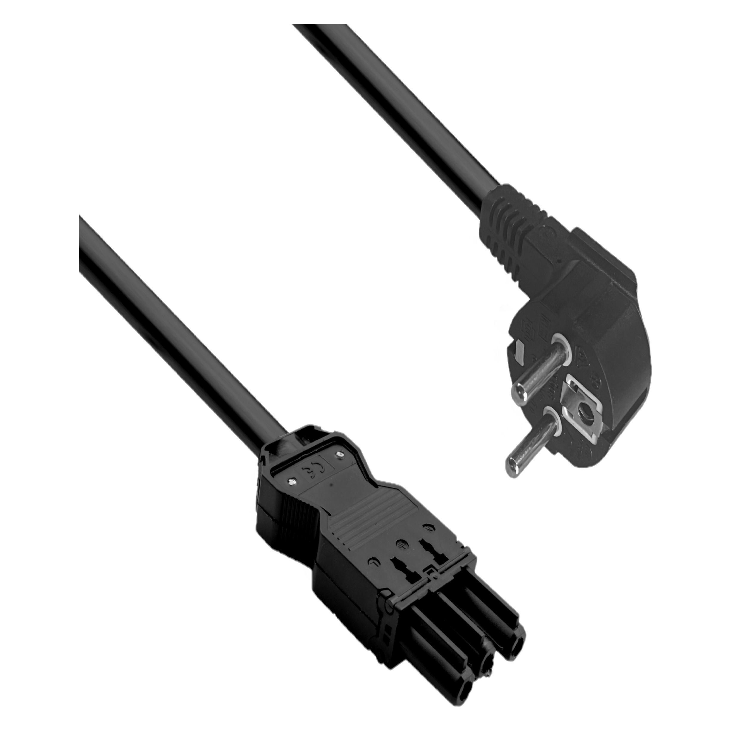 Helos Anschlusskabel GST18 komp. CEE 7/7 90°-Stecker auf Buchse schwarz 7,5m (7.50 m) (412958)