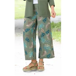 Viskose-Hose in Druck khaki in Größe 48 von DW-Shop, Khaki, 48