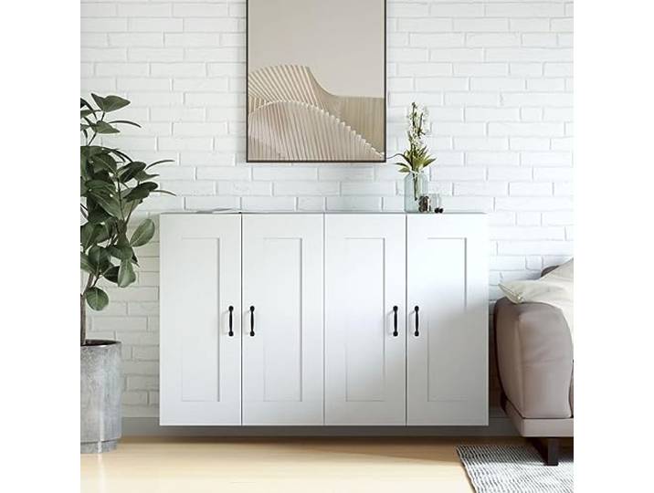RJPLMFV Wandschränke, 2 Stück, weiß, Holz Wandbefestigung, großer Stauraum, feuchtigkeitsbeständig, vielseitig für zu Hause