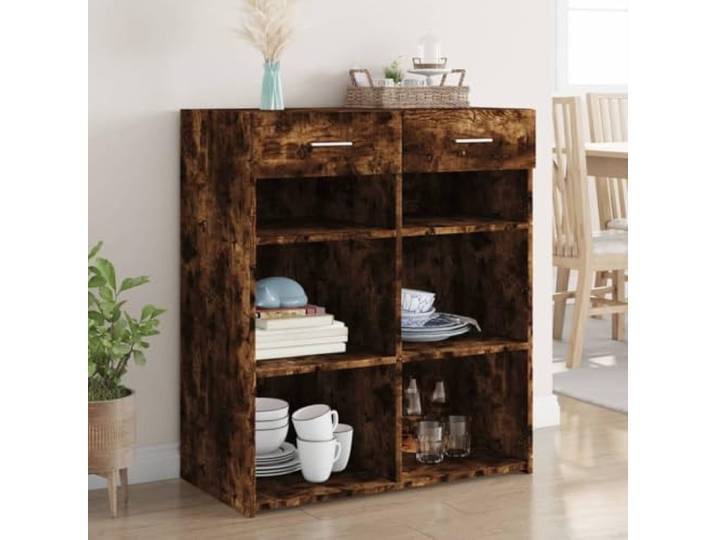 HEFZGDB Sideboard Räuchereiche 80x42,5x93 cm aus Holzwerkstoff mit Schubladen, klassisches Sideboard mit viel Stauraum, langlebiges für die Wohnungseinrichtung, praktisches mit einfacher