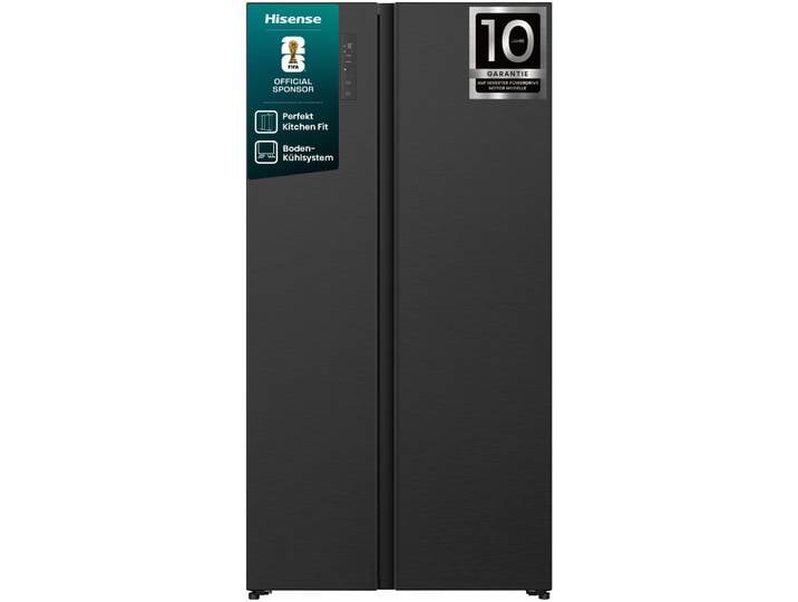 HISENSE Side-by-Side RS3P538NA , Energieeffizienz: E, schwarz (schwarz inox), B:91,1cm H:178,6cm T:600cm, Kühlschränke, einfacher Side by Side mit Premium-Ausstattung, Side-by-Side