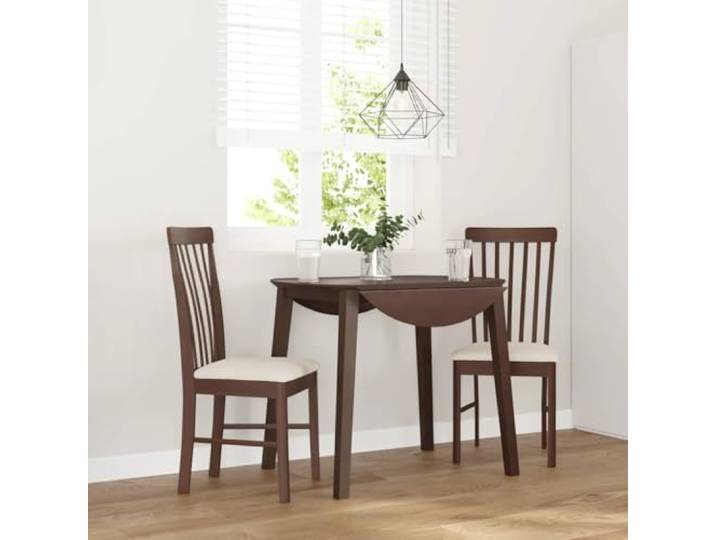 KTHLBRH Esszimmerstühle mit Kissen 2 STK Braun Massivholz Gummibaum Stoßfest, langlebig, bequeme Kissen, ergonomische Rückenlehne, vielseitig nutzbar