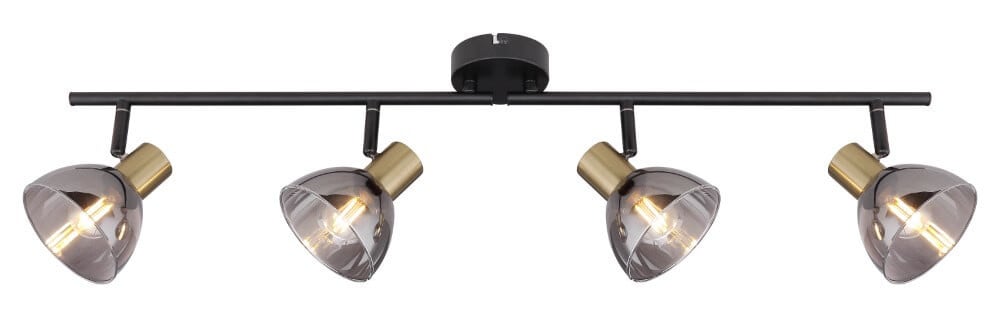 Globo Jay 4-lichts plafondlamp - Zwart met goud/messing