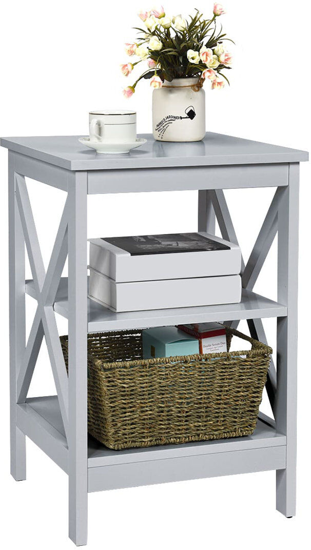 Brambly Cottage 40 cm W Particle Board Bedside Table Gray 61cm H X 40cm W X 40cm D