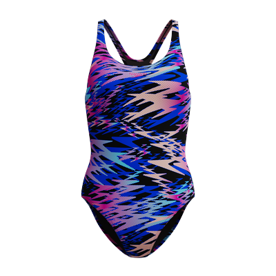 Badeanzug SPEEDO "HYPERBOOM PRINT MEDALIST 1PC BLK/PNK", Damen, Gr. 42, N-Gr, bunt (blk, pnk), Obermaterial: 100% Polyester, Badeanzüge Badeanzug