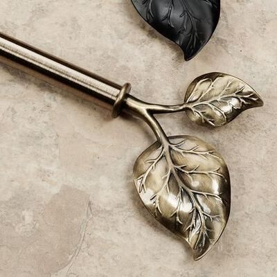 Rod Desyne "Leaf Decorative Rod Set, 18"" to 28"", Antique Brass"