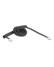 Delock Telefonkabel Spiralkabel RJ11 Stecker zu schwarz 3 m 3 m Schwarz (90224)