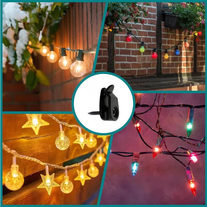INF Lot de 20 crochets en plastique pour guirlande lumineuse d'extérieur