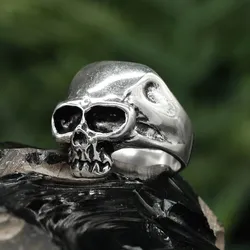 Drachensilber Totenkopf Ring Schmuck 925 Silber Gothic Skull 68 - Silber