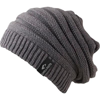 Beanie CHILLOUTS "Brian Hat", Herren, grau, Strick, Kunstfaser, unifarben, Mützen Beanie, Modernes, geripptes Strickmuster mit Rippenbündchen